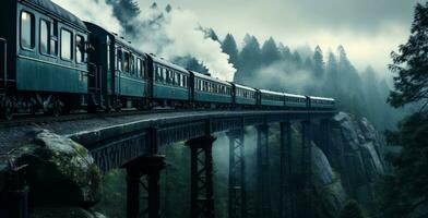 tren en el ferrocarril generativo ai foto