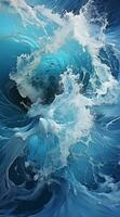 beach and waves from above aerial view of a blue ocean Generative AI photo