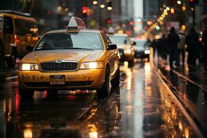 calle a noche con tráfico generativo ai foto