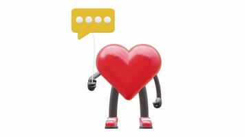 3D heart character holding a chat bubble video