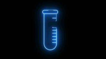 animiert Prüfung Tube Symbol mit Neon- Säbel bewirken video