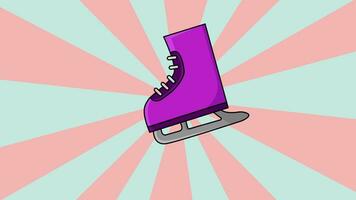 Animation of an ice skating shoe icon with a rotating background video