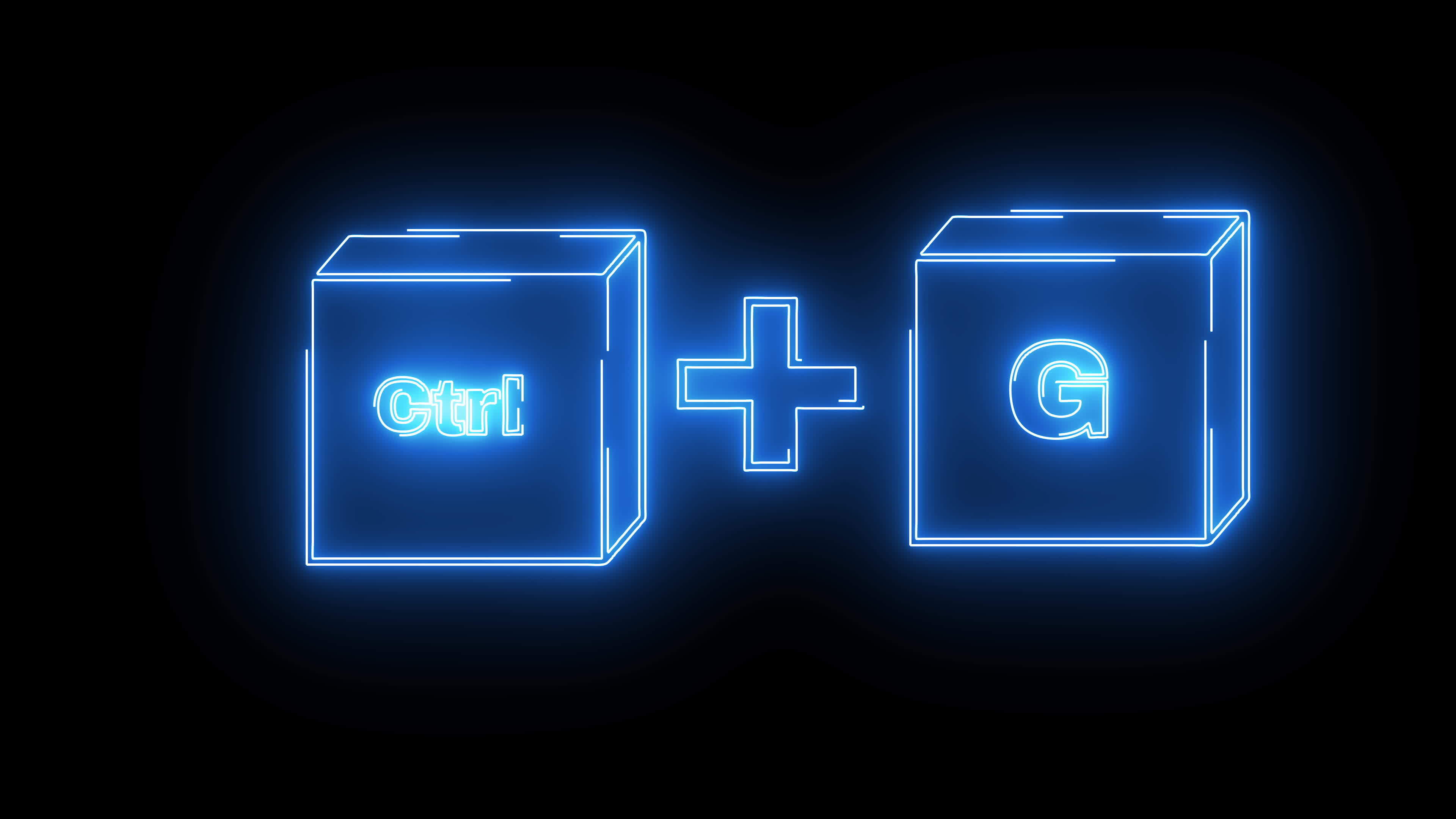 Animation of the CTRL button and G button icon with a neon effect