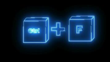 animatie van de ctrl knop en f knop icoon met een neon effect video