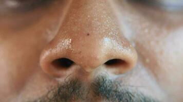 close up of human nose, video