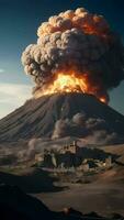 ai generativo, un grande volcán es en erupción desde el suelo video