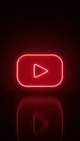 Youtube logo in neon with space for text and graphics. video