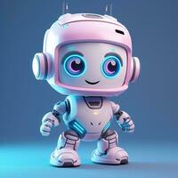 Cute robot assistance isolated on colorful blur background. AI generated photo