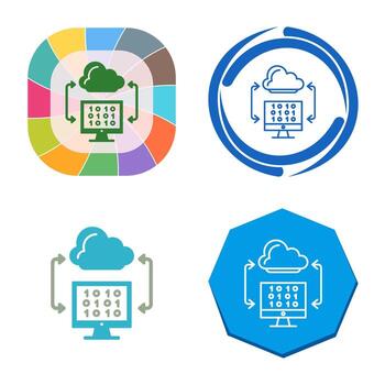 icono de vector de codificación de nube