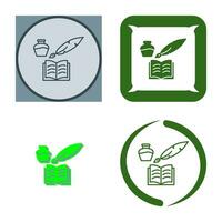 Unique Quill and Book Vector Icon