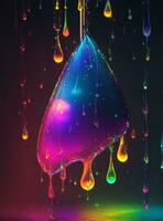 Colorful paint dripping from a drop of water. 3d rendering photo