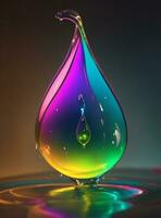 Colorful paint dripping from a drop of water. 3d rendering photo