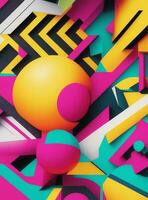 3d render, abstract background, geometric shapes, minimal design, trendy colors photo