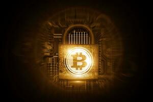 Secure Blockchain Technology Bitcoin Network Concept photo