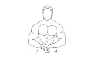 A man showing his burly muscles vector