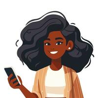 Character holding smartphone. People use mobile phones, chat, surf the internet. vector