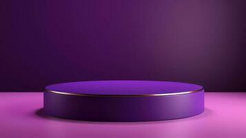AI Generated Minimalist circle podium for product display and presentation with royal purple colour. Purple podium for product promotion. photo