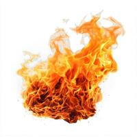 Fire flames isolated on white background. Generative AI photo