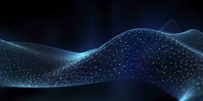 datos tecnología futurista ilustración. azul ola modelo en un oscuro antecedentes. generativo ai foto