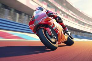 bike on racing track. Generative AI photo