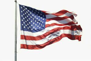 el bandera de el unido estados de America aislado. sólido blanco fondo ai generativo foto