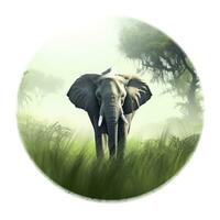 elefante redondo verde naturaleza fondo, ai generativo foto