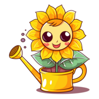 Kawaii Style Beautiful Sunflower Clipart - Ai Generative png