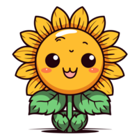 kawaii stijl mooi zonnebloem clip art - ai generatief png