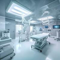 equipment and medical devices in modern operating room. AI Generative photo