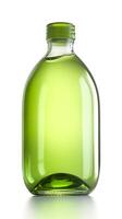 Jelly green, 3D rendering, solid color bottle. AI Generative photo