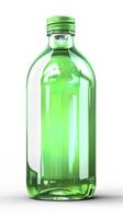 Jelly green, 3D rendering, solid color bottle. AI Generative photo