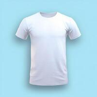 Simple White T-Shirt on Soft Blue Background. AI Generative photo