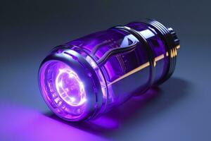 Purple Sci Fi Energy Flask with Pure Background. AI Generative photo