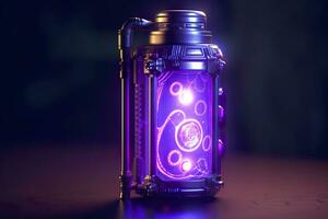 Purple Sci Fi Energy Flask with Pure Background. AI Generative photo