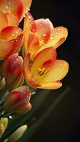 Freesia Flowers in the Morning Light. AI Generative photo