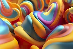 Abstract 3D Render. Colorful Background Design with Soft, Wavy Waves. Modern Abstract Wave Background. AI Generative photo