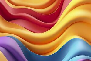 Abstract 3D Render. Colorful Background Design with Soft, Wavy Waves. Modern Abstract Wave Background. AI Generative photo