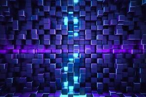 blue and purple lighted panels on a wall. generative AI photo