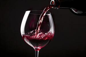 Pouring red wine into a wine glass. AI Generative photo