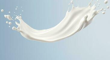 White milk splash isolated on background, liquid or Yogurt splash,  3d illustration. Generative AI photo
