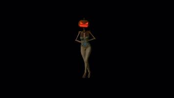 Skeleton Pumpkin Head Dance video