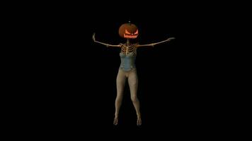 Skeleton Pumpkin Head Dance video