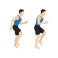 Man doing fast feet run exercise. vector