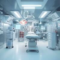 equipment and medical devices in modern operating room. AI Generative photo