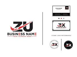 Typography Zu Logo Icon, Creative Luxury ZU Brush Letter Logo template vector