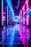 A neon night club pulses with energy and light photo