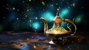 magic lamp in magic background photo