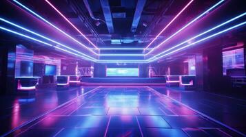 A neon night club pulses with energy and light photo