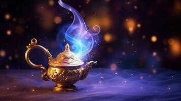 magic lamp in magic background photo