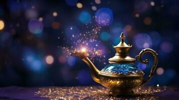 magic lamp in magic background photo